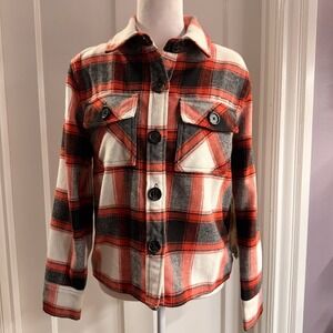 BB Dakota Steve Madden Red And White Flannel Shacket Size XS‎